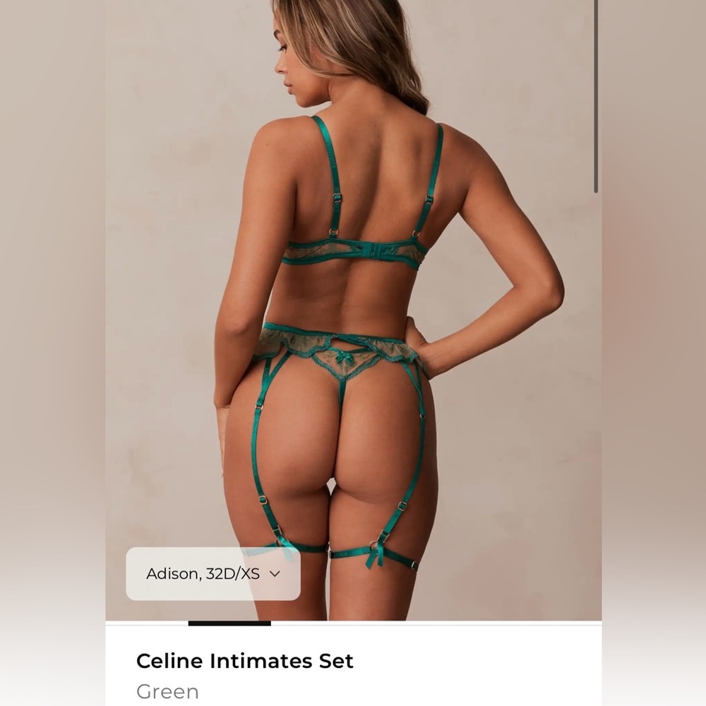 Lounge - Thong and Garter Set - Emerald Green S